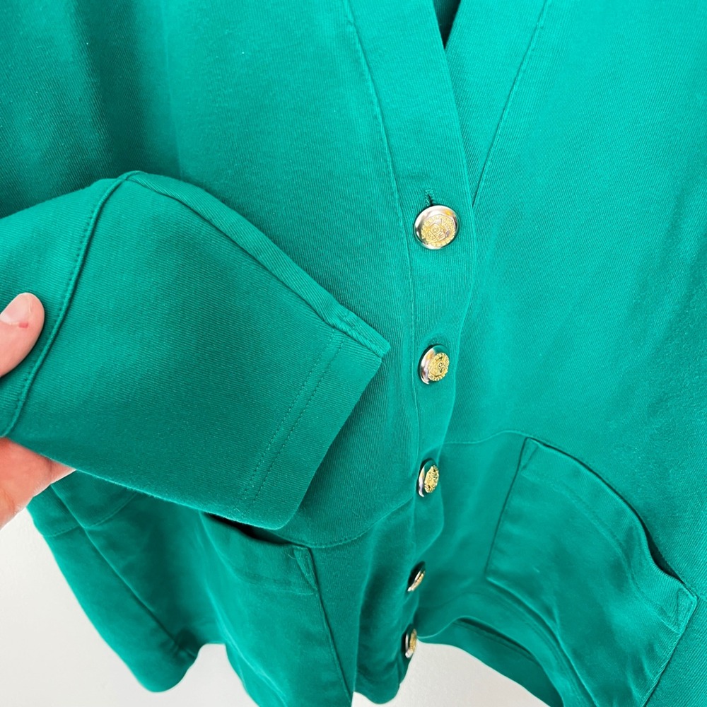 Talbots Vintage Cotton Cardigan Bundle Pink Green Gold Crest Button Front Medium - Picture 10 of 11
